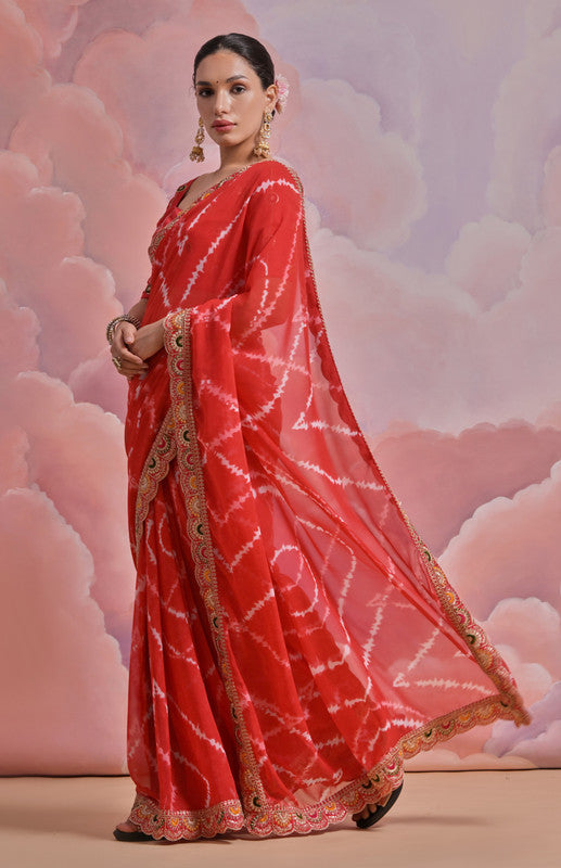 Jyoti Fashion Women's Red Coding Sequence Georgette Saree with Blouse - Distacart