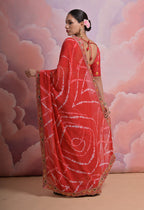 Jyoti Fashion Women's Red Coding Sequence Georgette Saree with Blouse - Distacart