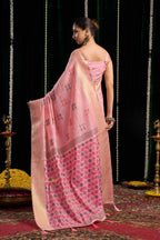 Jyoti Fashion Women's Pink Soft Spun Cotton Zari Woven Saree with Blouse - Distacart