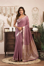 Jyoti Fashion Women's Wine Khadi Cotton Zari Woven Saree with Blouse - Distacart