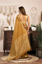 Jyoti Fashion Women's Mustard Khadi Cotton Zari Woven Saree with Blouse - Distacart