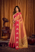 Jyoti Fashion Women's Peach Soft Tissue Zari Woven Saree with Blouse - Distacart