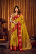 Jyoti Fashion Women's Parrot Green Soft Tissue Zari Woven Saree with Blouse - Distacart
