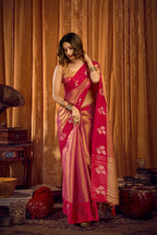 Jyoti Fashion Women's Pink Soft Tissue Zari Woven Saree with Blouse - Distacart