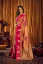 Jyoti Fashion Women's Pink Soft Tissue Zari Woven Saree with Blouse - Distacart