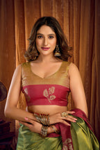 Jyoti Fashion Women's Green Soft Tissue Zari Woven Saree with Blouse - Distacart