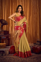 Jyoti Fashion Women's Pista Green Soft Tissue Zari Woven Saree with Blouse - Distacart