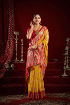 Jyoti Fashion Women's Yellow Modal Banarasi Zari Woven Saree with Blouse - Distacart