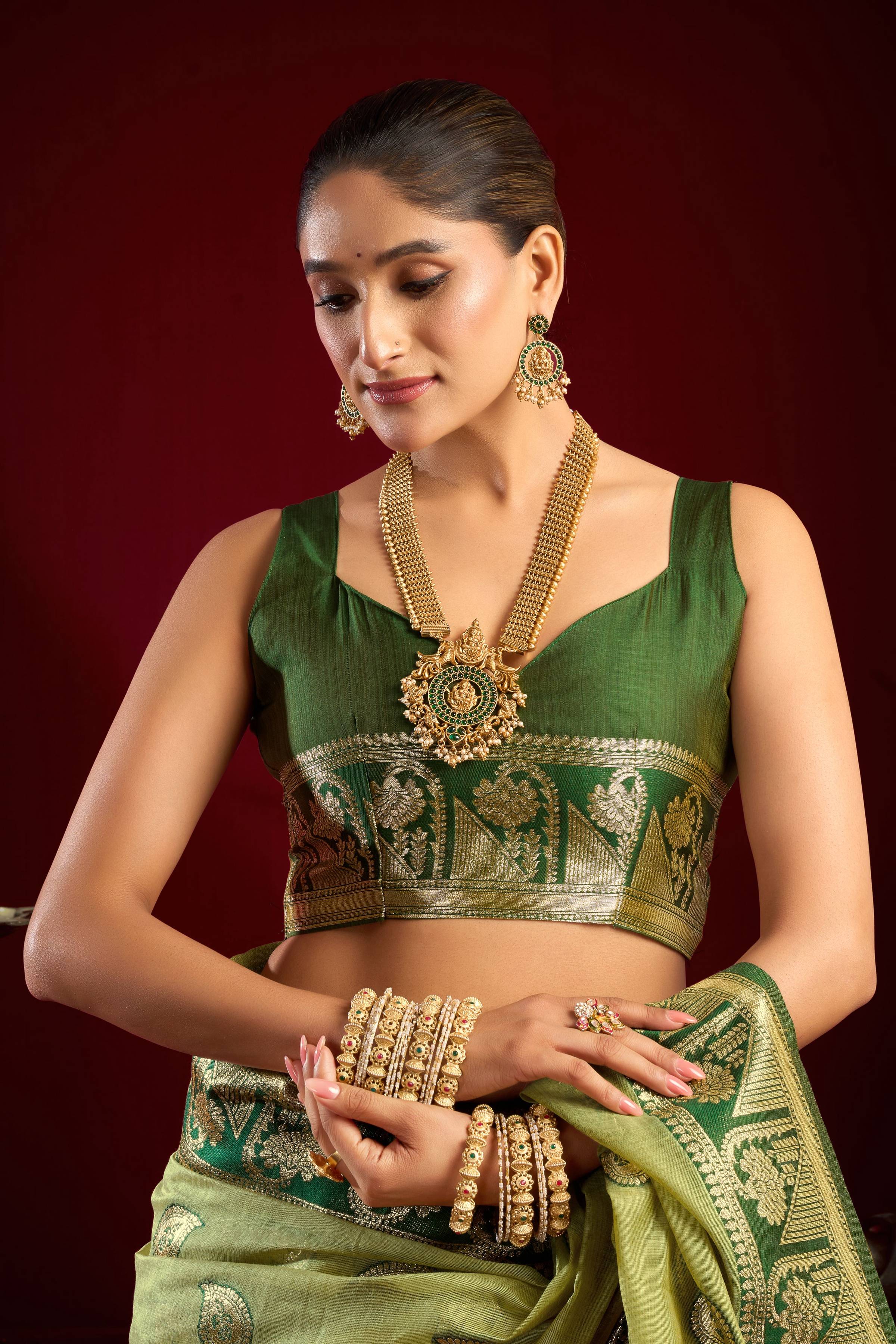 Jyoti Fashion Women's Pista Green Modal Banarasi Zari Woven Saree with Blouse - Distacart