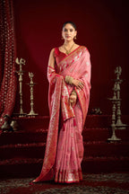 Jyoti Fashion Women's Baby Pink Modal Banarasi Zari Woven Saree with Blouse - Distacart