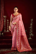Jyoti Fashion Women's Baby Pink Modal Banarasi Zari Woven Saree with Blouse - Distacart