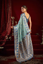 Jyoti Fashion Women's Sky Blue Modal Banarasi Zari Woven Saree with Blouse - Distacart