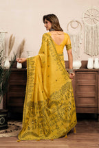 Jyoti Fashion Women's Mustard Modal Art Silk Warli Work Saree with Blouse - Distacart