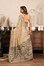Jyoti Fashion Women's Cream Modal Art Silk Warli Work Saree with Blouse - Distacart