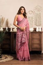 Jyoti Fashion Women's Pink Modal Art Silk Warli Work Saree with Blouse - Distacart