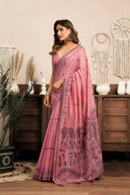Jyoti Fashion Women's Pink Modal Art Silk Warli Work Saree with Blouse - Distacart