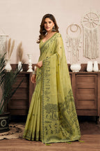 Jyoti Fashion Women's Green Modal Art Silk Warli Work Saree with Blouse - Distacart