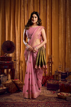 Jyoti Fashion Women's Pink Khadi Cotton Mina Work Saree with Blouse - Distacart