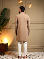 Jyoti Fashion Men's Beige Armani Lachka Sequins Embroidered Kurta with Pajama