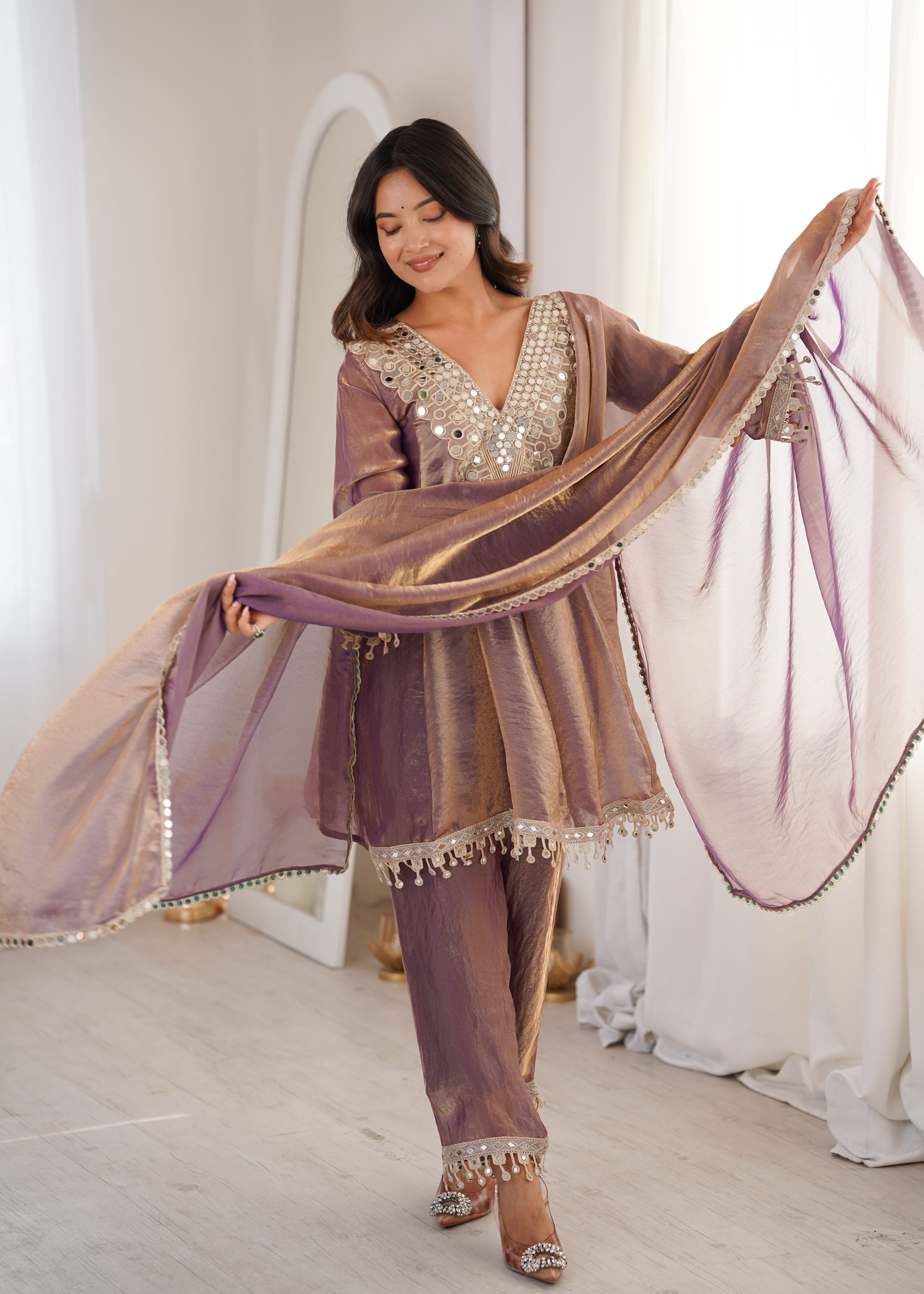 Jyoti Fashion Purple Fendy Embroidered Designer Kurta Set With Dupatta - Distacart