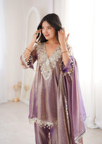 Jyoti Fashion Purple Fendy Embroidered Designer Kurta Set With Dupatta - Distacart
