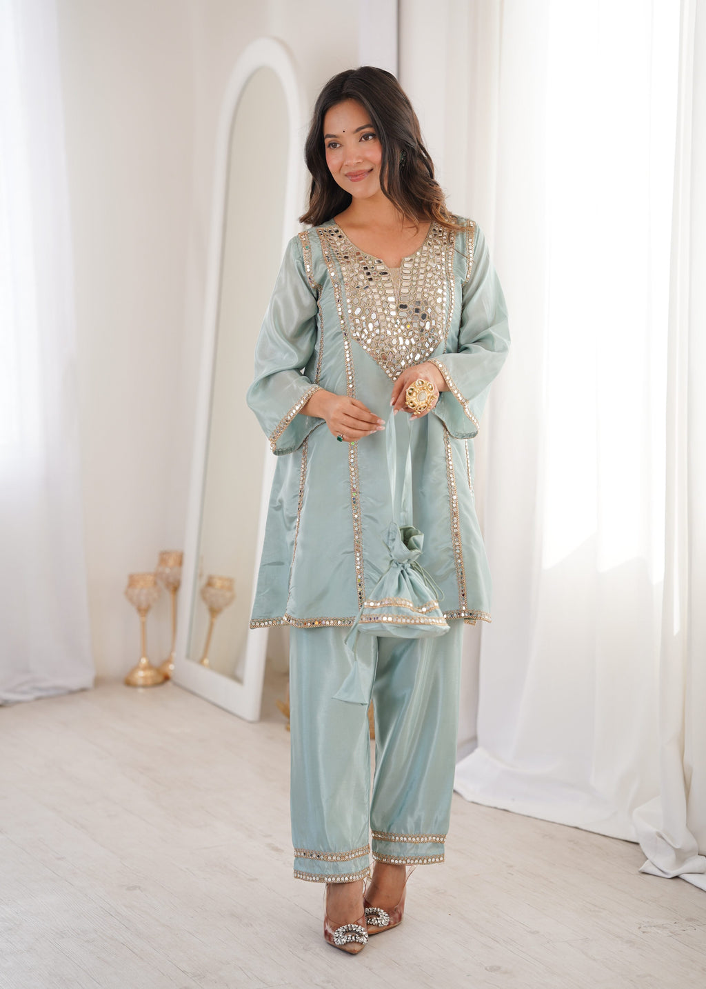 Jyoti Fashion Sky Blue HO Silk Embroidered Designer Kurta Set with Batwa - Distacart