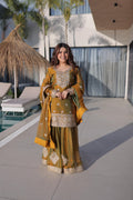 Jyoti Fashion Mustard Fendy Chiffon Embroidered Designer Sharara & Sets - Distacart