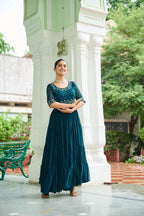 Jyoti Fashion Rama Faux Blooming Beads Embroidered Anarkali Set