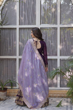 Jyoti Fashion Purple Star Georgette Embroidered Anarkali Set with Dupatta