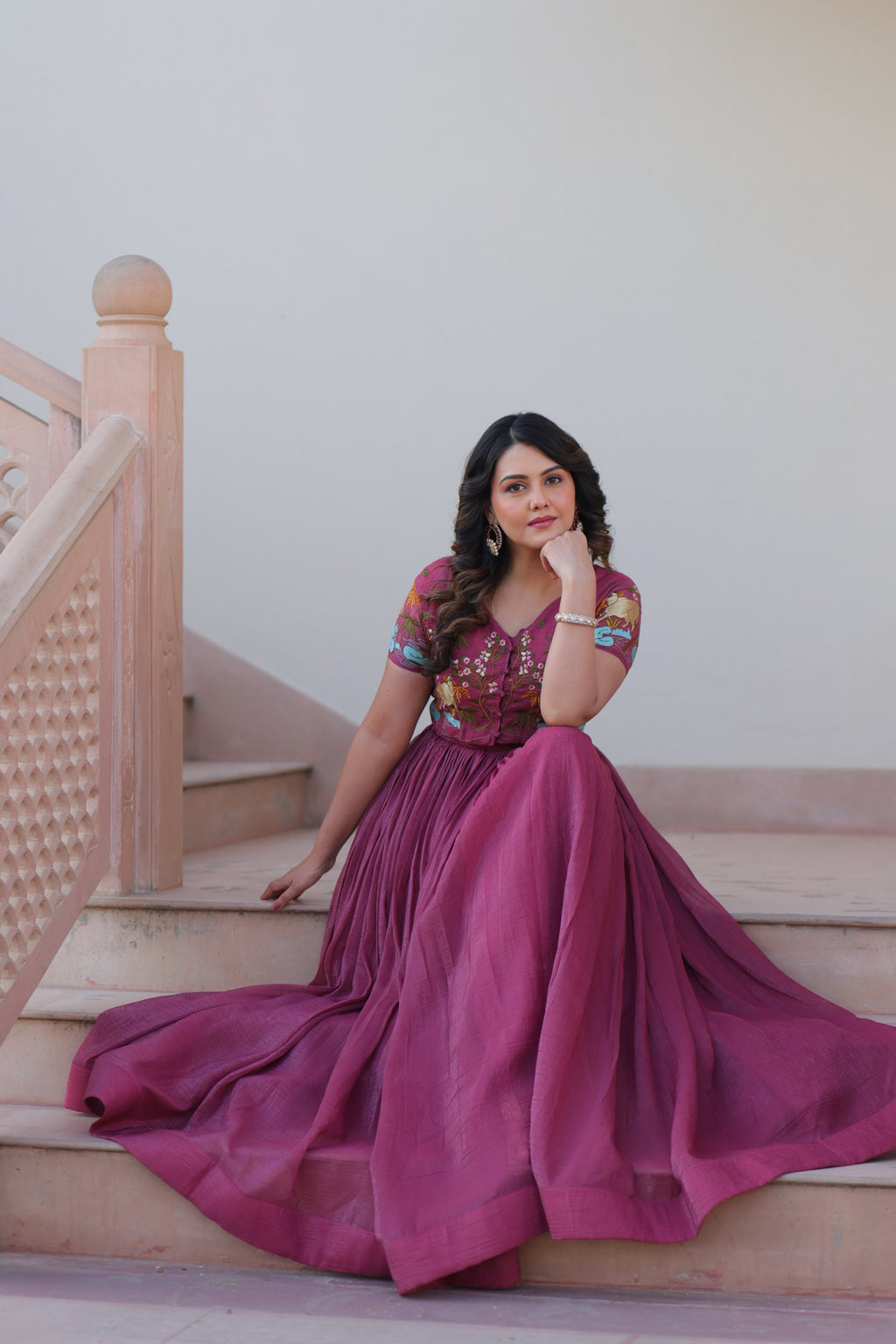 Jyoti Fashion Onion Silver Crunchy Designer Anarkali Set with Koti