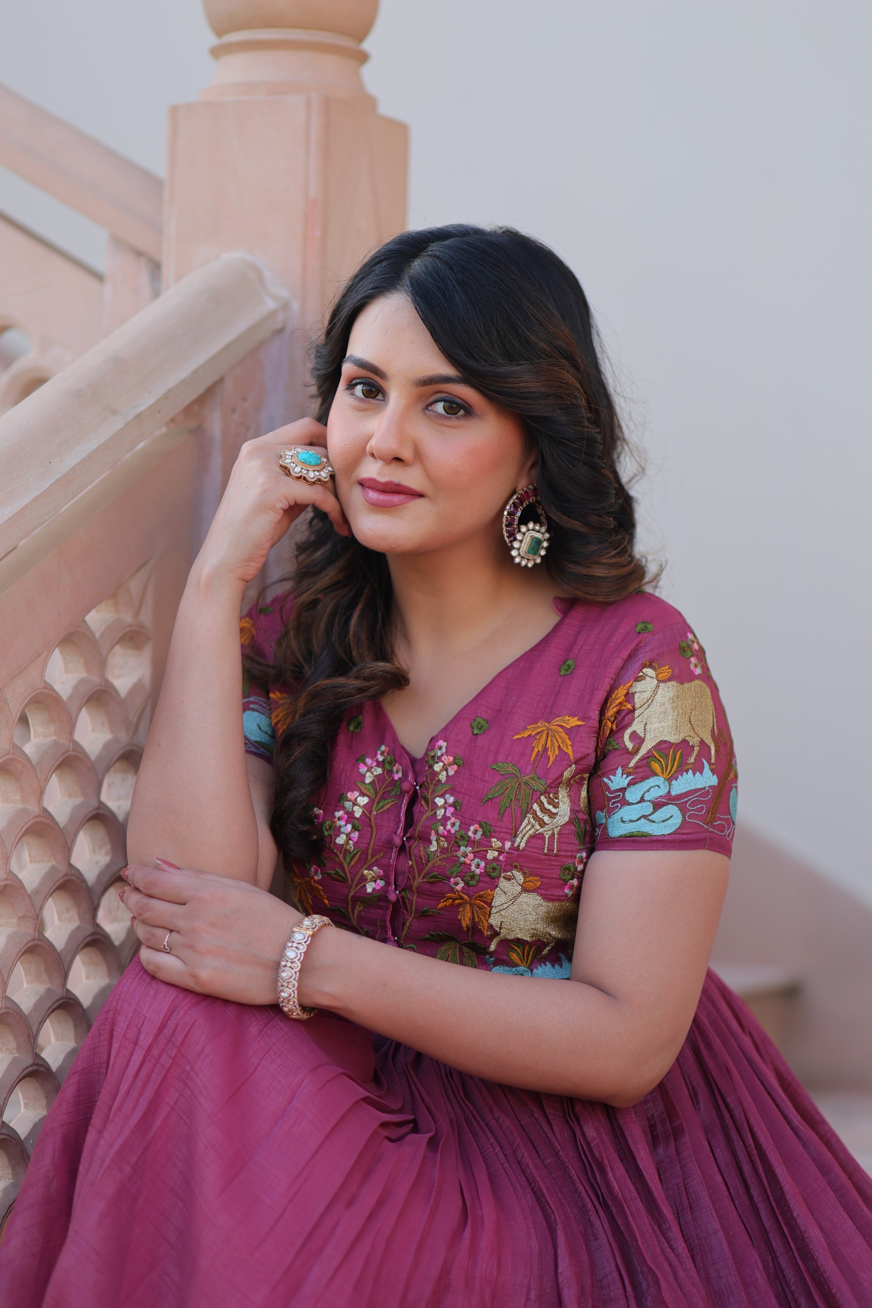 Jyoti Fashion Onion Silver Crunchy Designer Anarkali Set with Koti