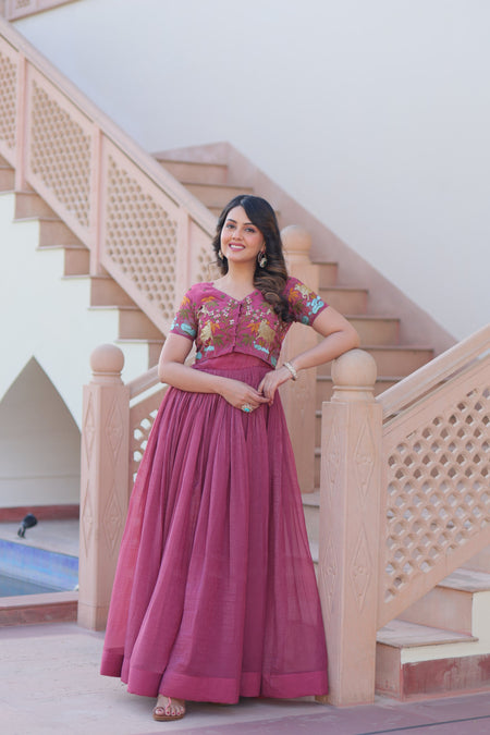 Jyoti Fashion Onion Silver Crunchy Designer Anarkali Set with Koti