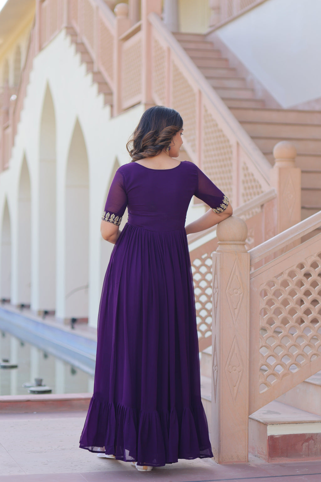 Jyoti Fashion Purple Faux Blooming Beads Embroidered Anarkali Set