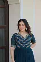 Jyoti Fashion Rama Faux Blooming Beads Embroidered Anarkali Set