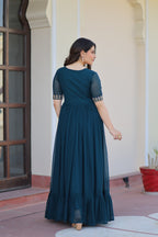 Jyoti Fashion Rama Faux Blooming Beads Embroidered Anarkali Set