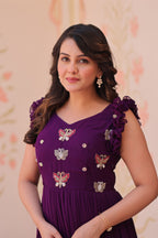 Jyoti Fashion Purple Faux Blooming Beads Embroidered Anarkali Set