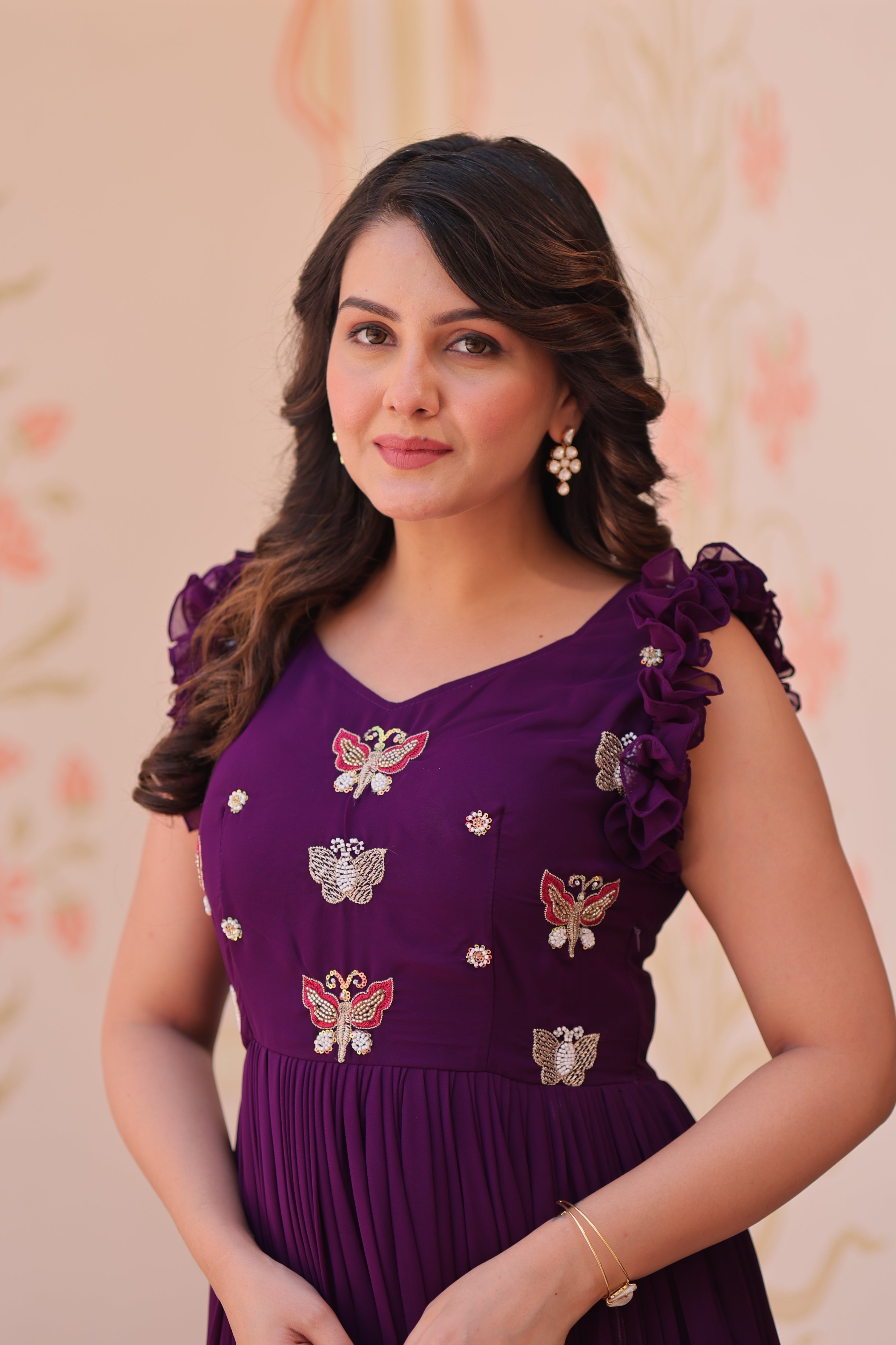 Jyoti Fashion Purple Faux Blooming Beads Embroidered Anarkali Set