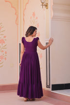Jyoti Fashion Purple Faux Blooming Beads Embroidered Anarkali Set