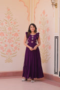 Jyoti Fashion Purple Faux Blooming Beads Embroidered Anarkali Set