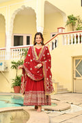 Jyoti Fashion Maroon Faux Blooming Sequins Embroidered Anarkali Set with Dupatta