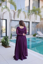 Jyoti Fashion Purple Silver Crunchy Beads Embroidered Anarkali Set