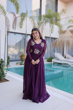 Jyoti Fashion Purple Silver Crunchy Beads Embroidered Anarkali Set