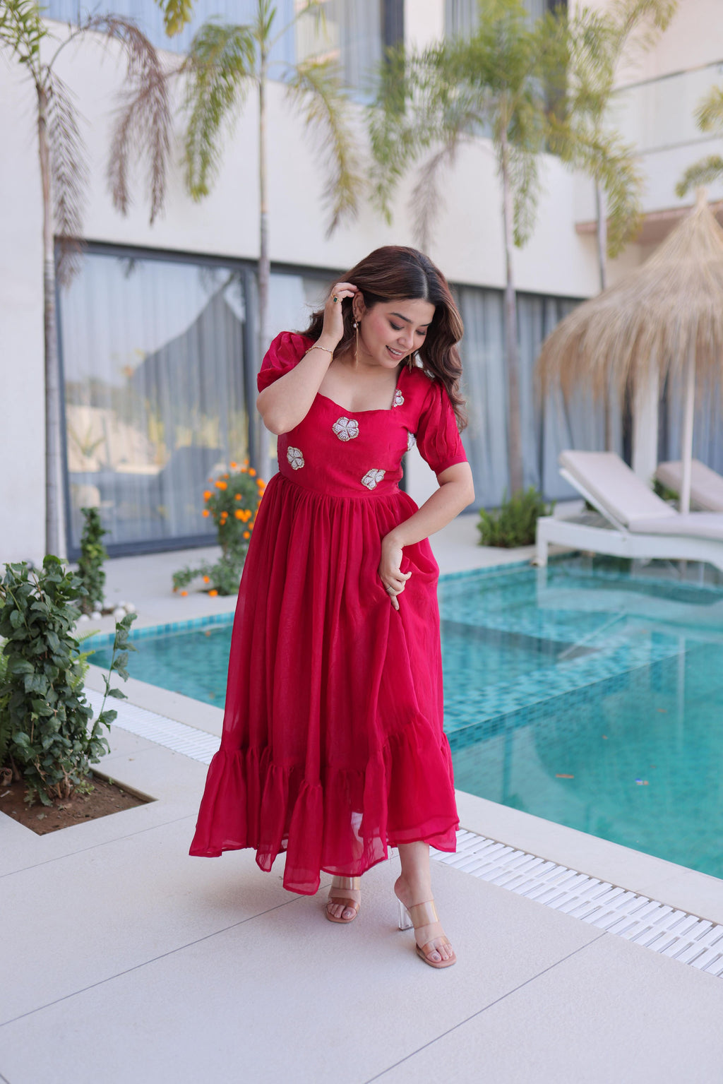 Jyoti Fashion Pink Fendi Silk Beads Embroidered Designer Anarkali Set