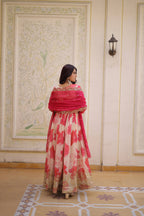Jyoti Fashion Pink Russian Silk Sequins Embroidered Anarkali Set with Dupatta