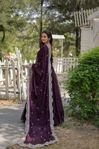 Jyoti Fashion Women's Purple Faux Georgette 5 Layer Frill Anarkali Dress with Dupatta