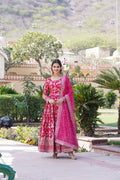 Jyoti Fashion Women's Pink Viscose Jacquard with Sequins Embroidered Anarkali Dress with Dupatta
