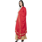 A R SILK Golden Border Regular Dupatta Red Color Dupatta or Chunni