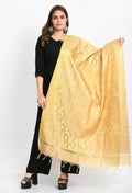 Mominos Fashion Moeza Women's Banarsi Silk Floral Woven Design Golden Dupatta - Distacart