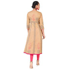 Aniyah Cotton Floral Print Anarkali Kurta In Beige (AN-165K)