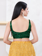 Joban Fashion Bottle-Green Gajji Silk Sleeveless Back Open Blouse